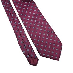 Vintage Avanti California Silk Tie Burgundy Blue Polka Dot Hand‎ Fashioned Italy